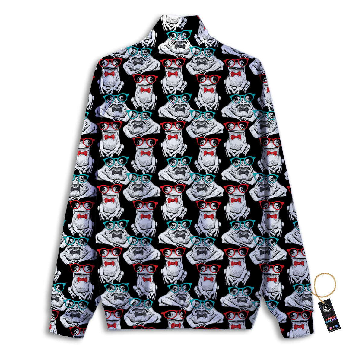 Hipster Frog Print Pattern Track Jacket-grizzshop