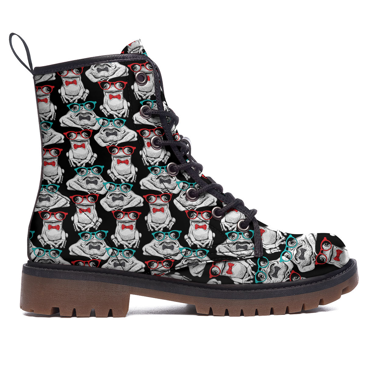 Hipster Frog Print Pattern Work Boots-grizzshop