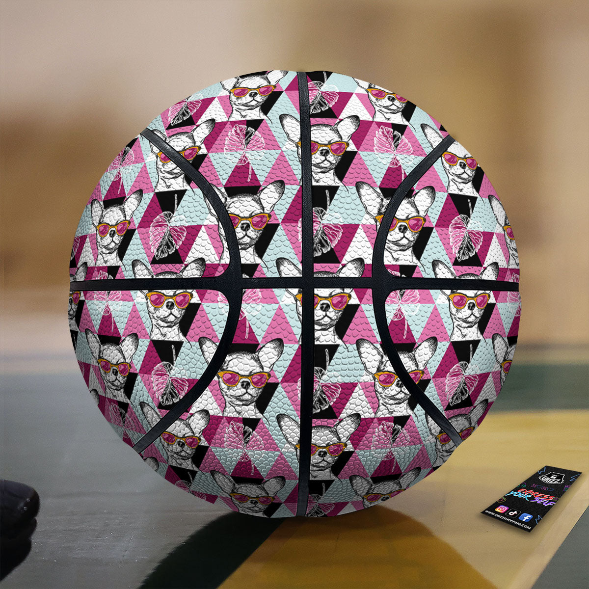 Hipster Chihuahua Print Pattern Basketball