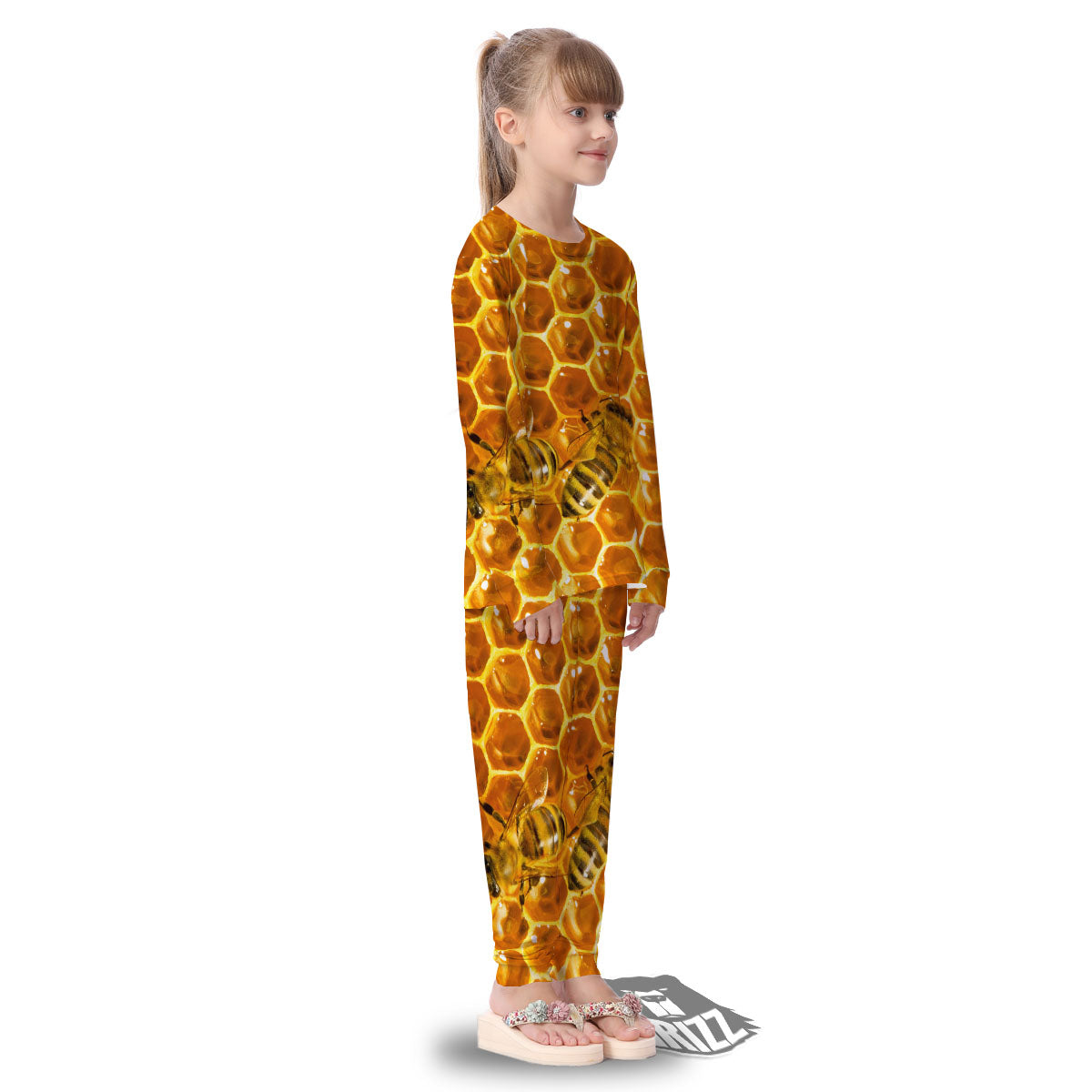 Hive Honey Bee Print Kid's Pajamas-grizzshop