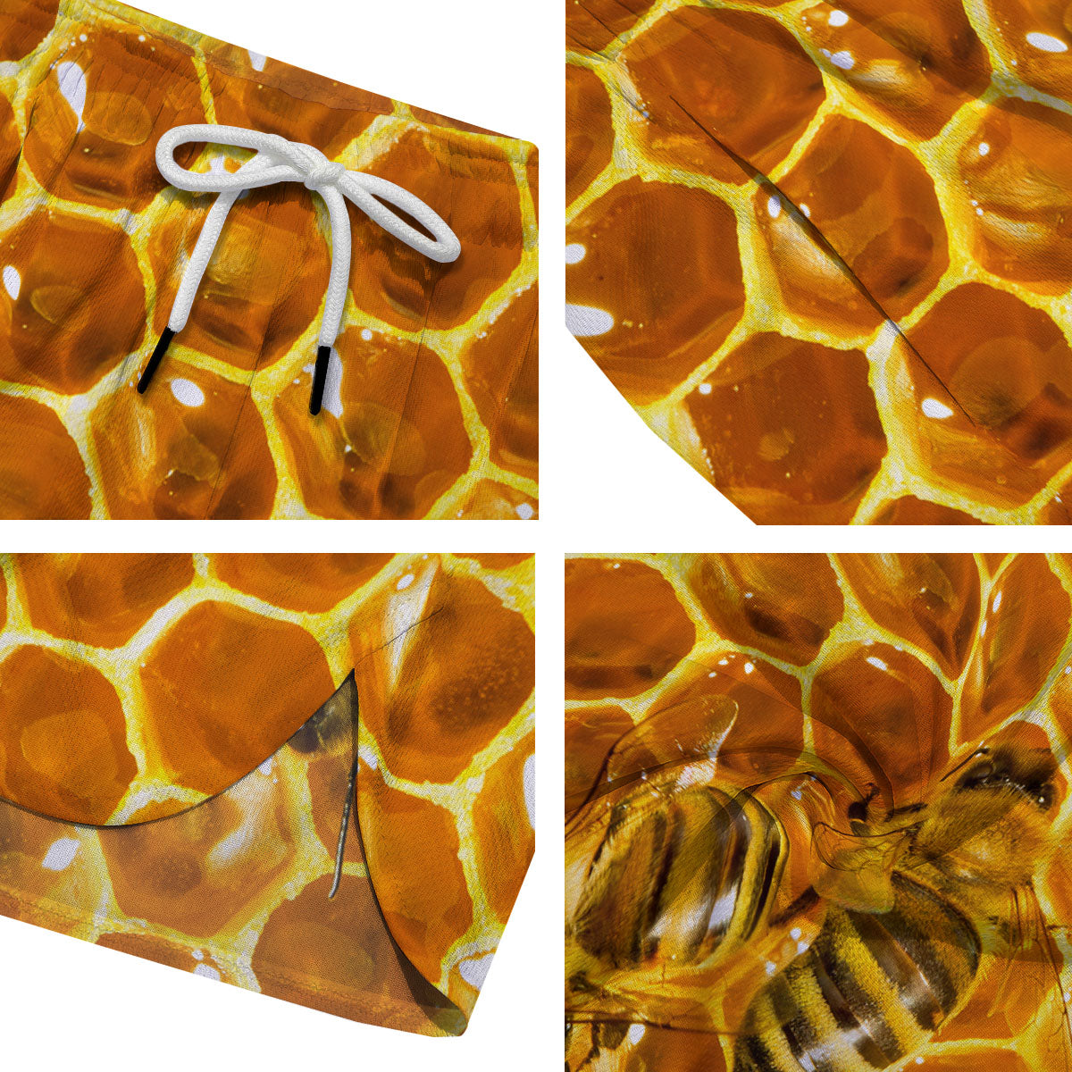 Hive Honey Bee Print Men's Running Shorts-grizzshop