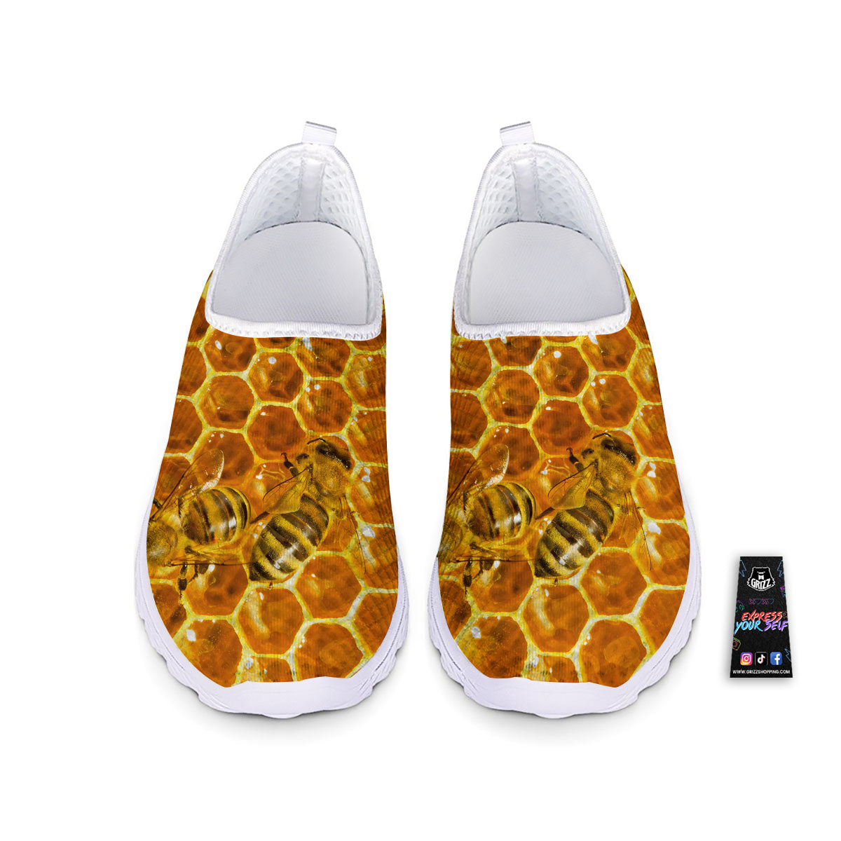 Hive Honey Bee Print Nurse Shoes-grizzshop
