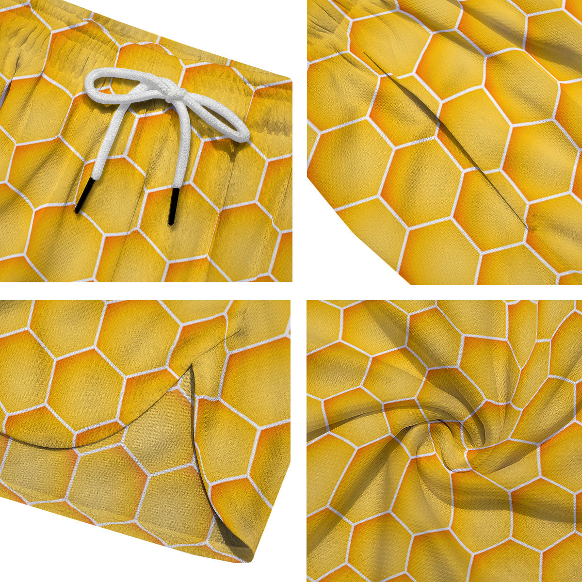 Hive Honey Bee Print Pattern Men's Running Shorts-grizzshop
