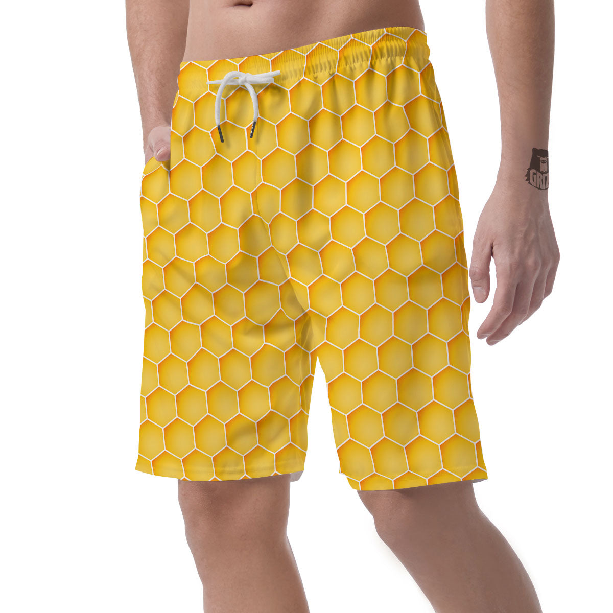 Hive Honey Bee Print Pattern Men's Shorts-grizzshop
