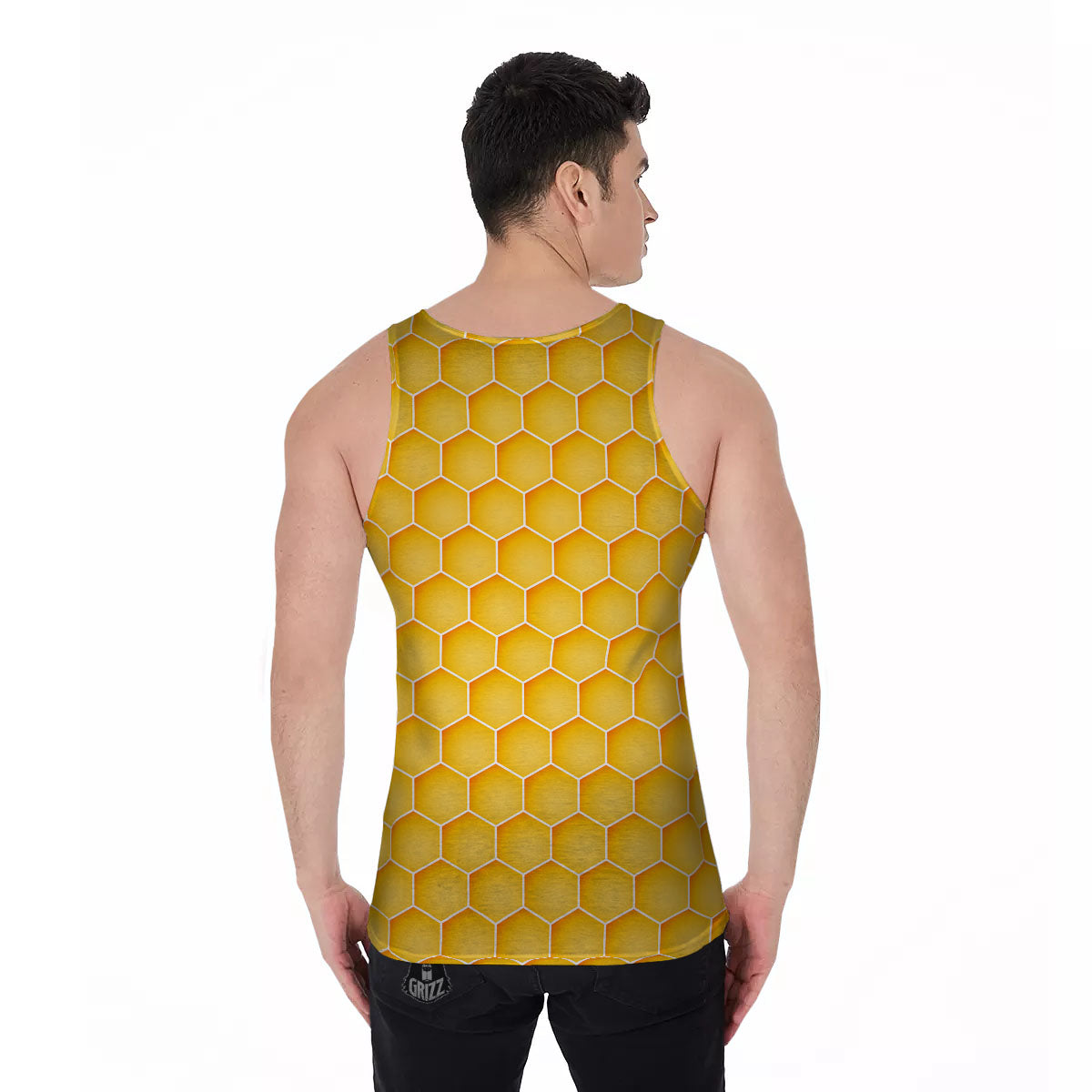 Hive Honey Bee Print Pattern Men's Tank Top-grizzshop