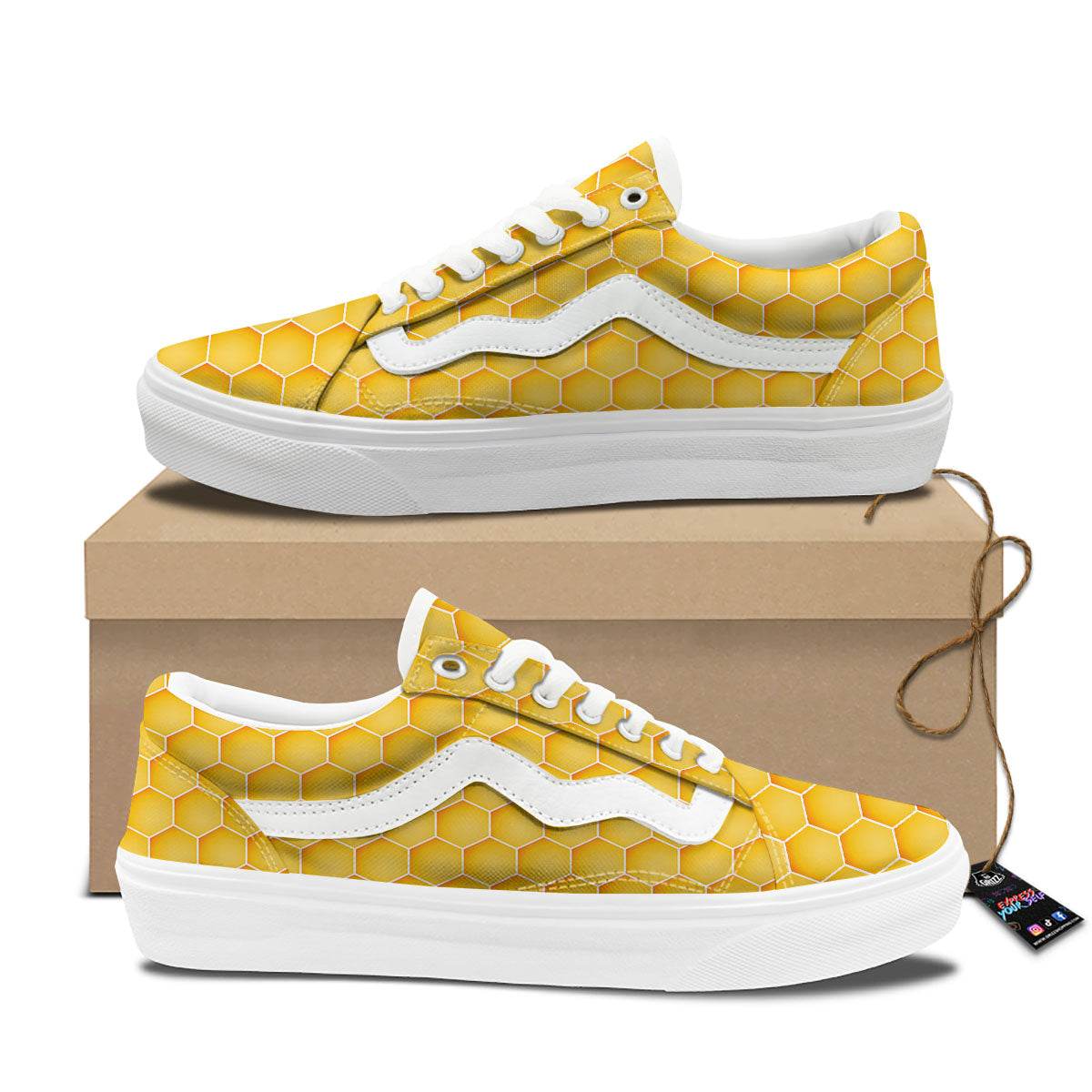Hive Honey Bee Print Pattern Skate Shoes-grizzshop