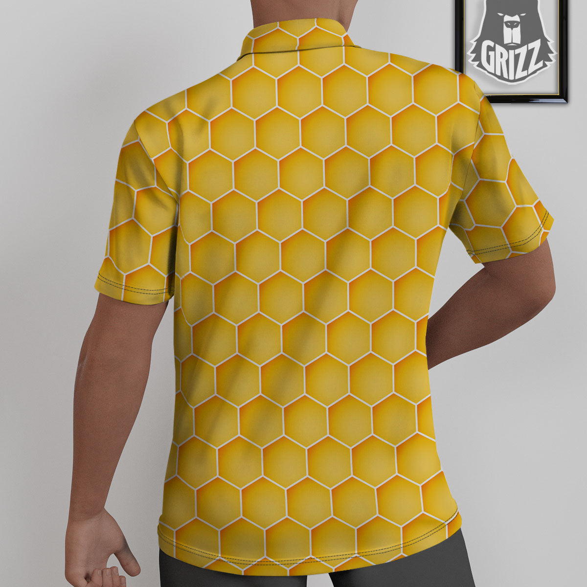 Hive Honey Bee Print Pattern Untucked Shirts-grizzshop