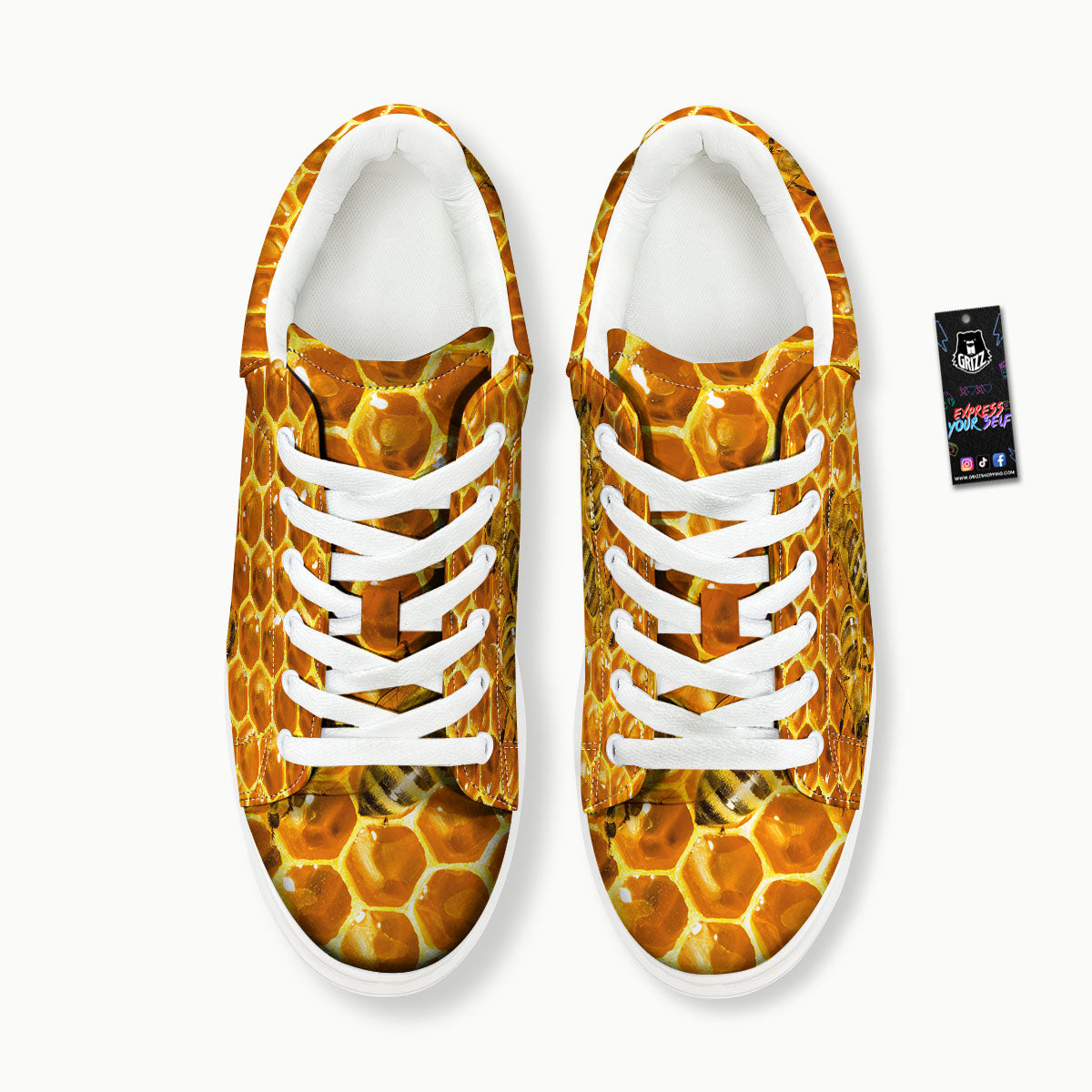 Hive Honey Bee Print Platform Shoes-grizzshop