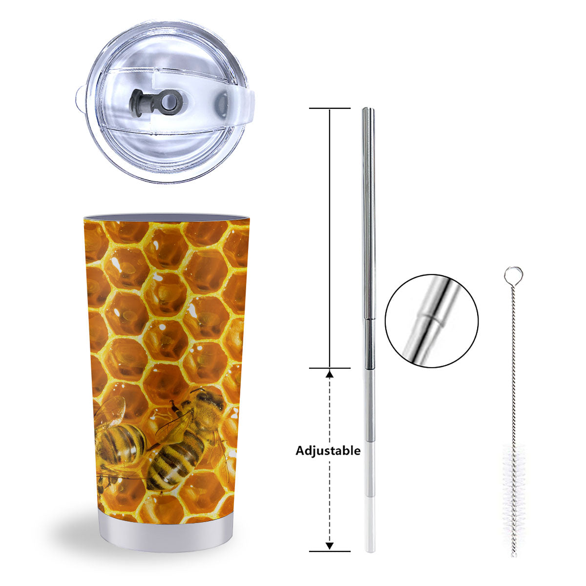 Hive Honey Bee Print Tumbler-grizzshop