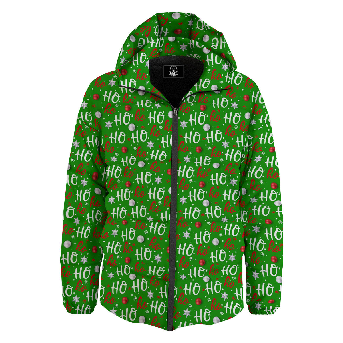 Ho Ho Christmas Santa Print Pattern Down Jacket-grizzshop