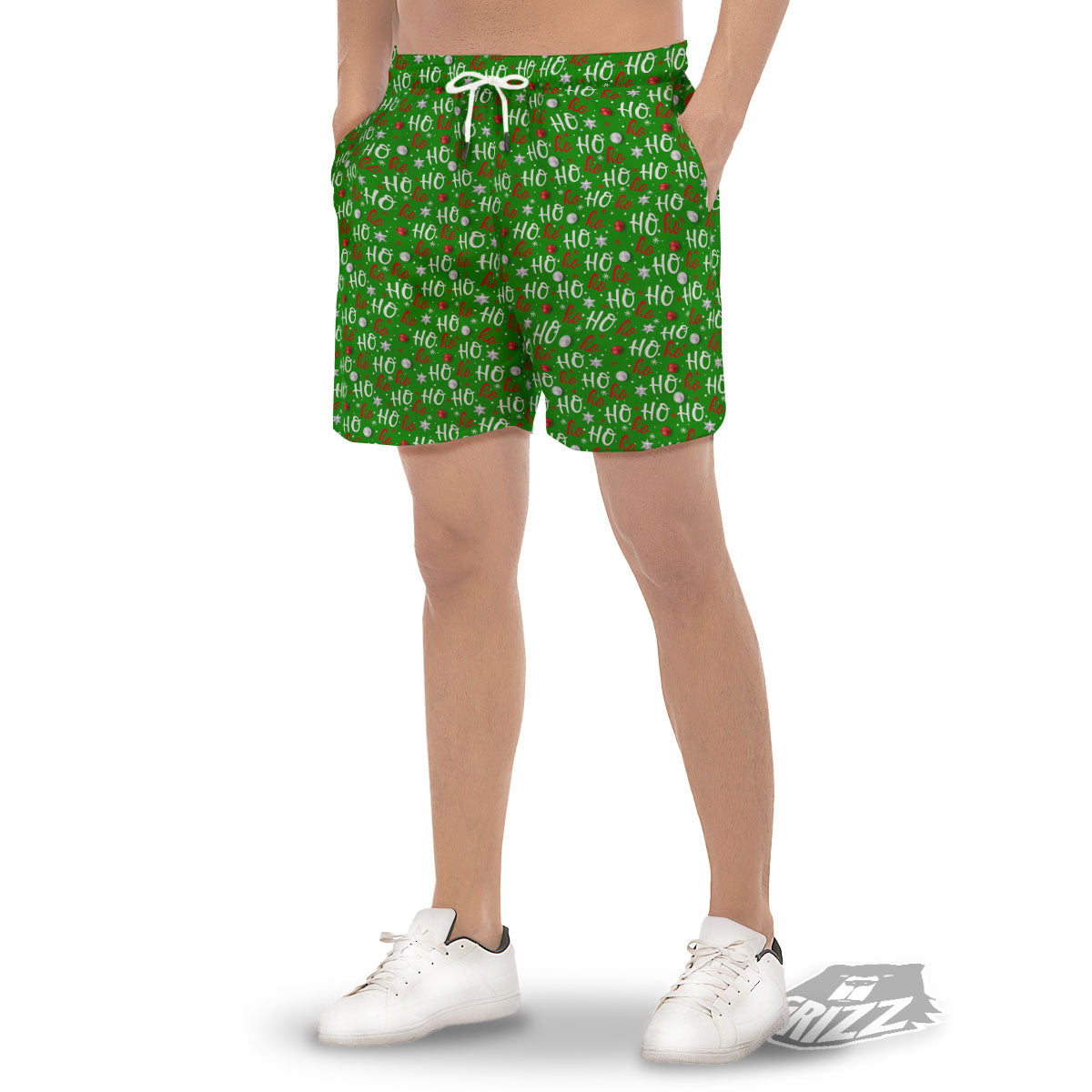 Ho Ho Christmas Santa Print Pattern Men's Gym Shorts-grizzshop