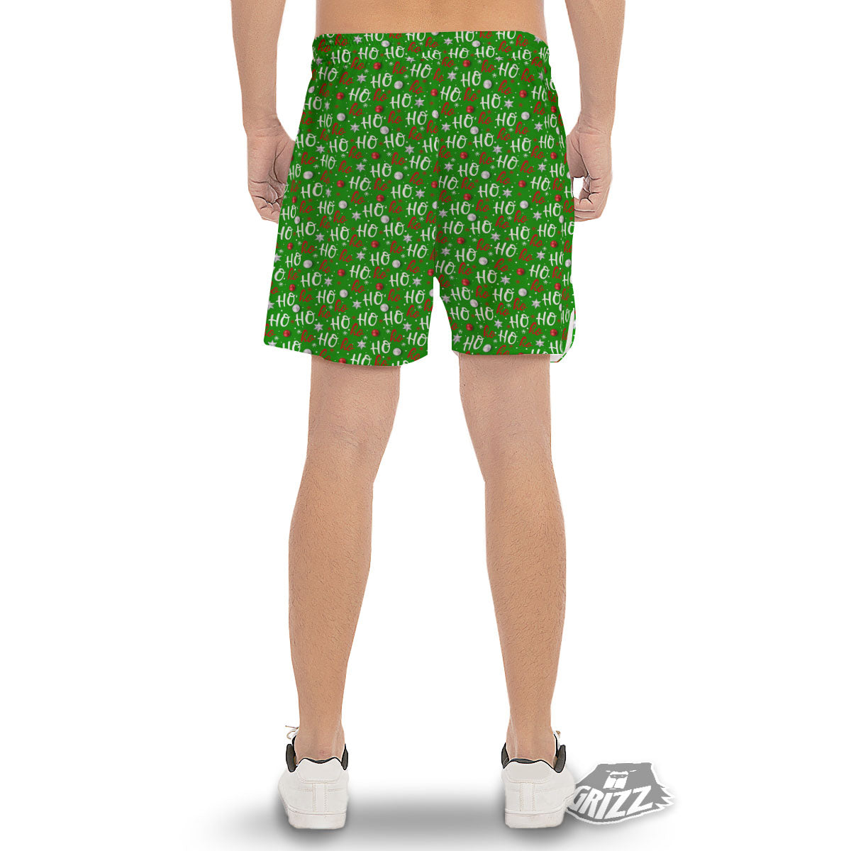 Ho Ho Christmas Santa Print Pattern Men's Gym Shorts-grizzshop
