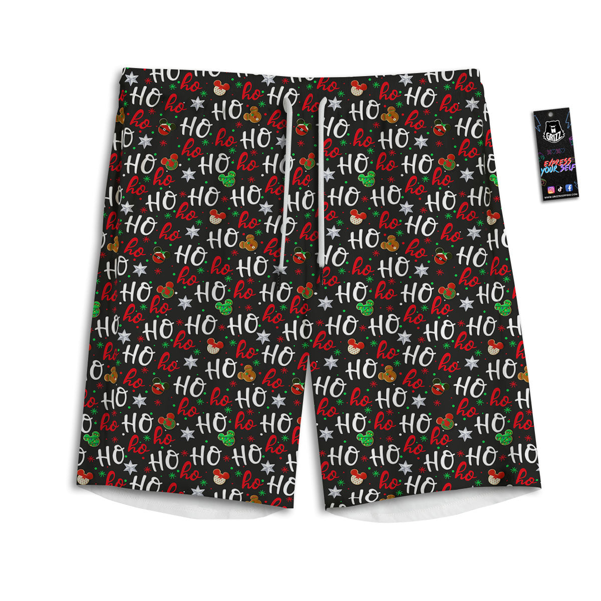 Ho Ho Ho Christmas Print Pattern Men's Athletic Shorts