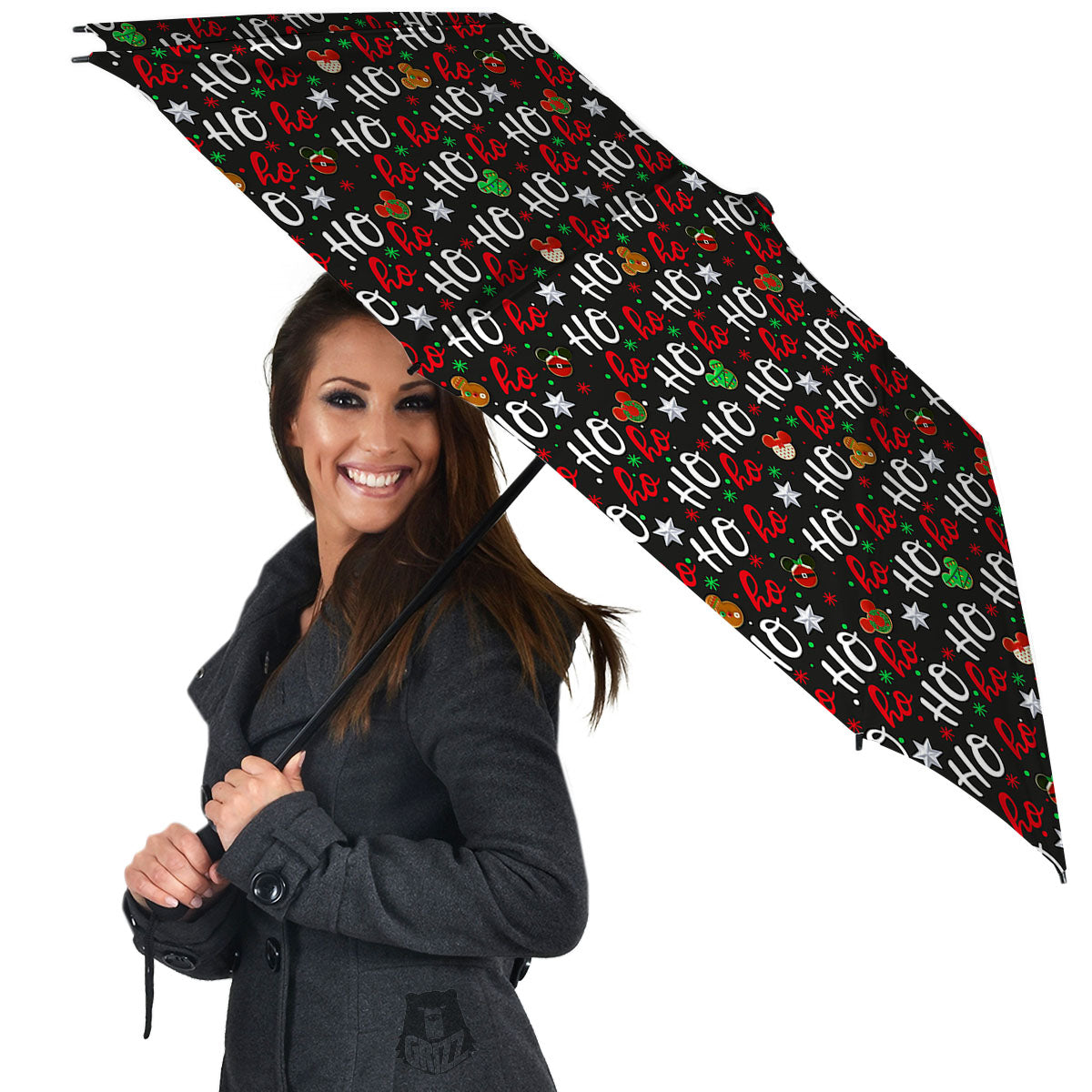 Ho Ho Ho Christmas Print Pattern Umbrella-grizzshop