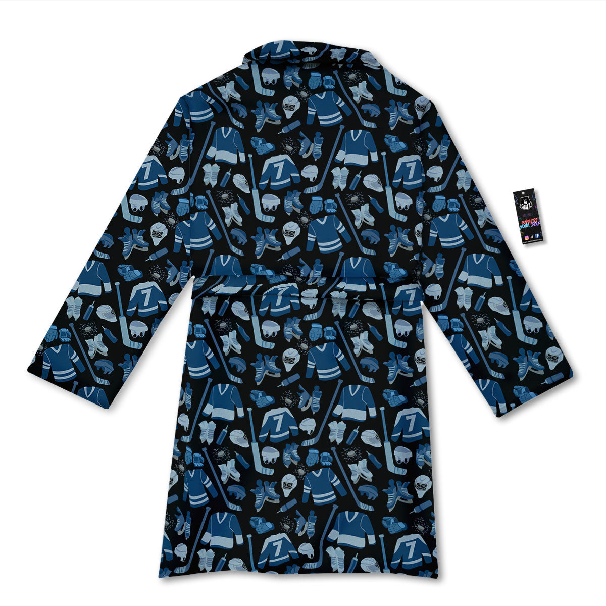 Hockey Equipment Print Pattern Bathrobe-grizzshop