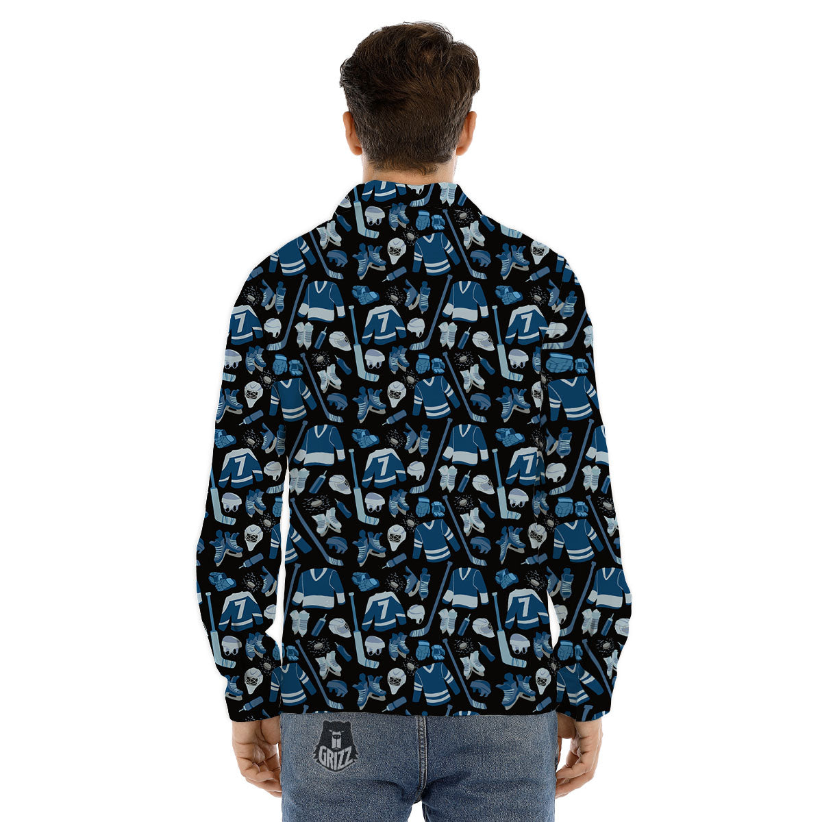 Hockey Equipment Print Pattern Men's Dress Shirts-grizzshop