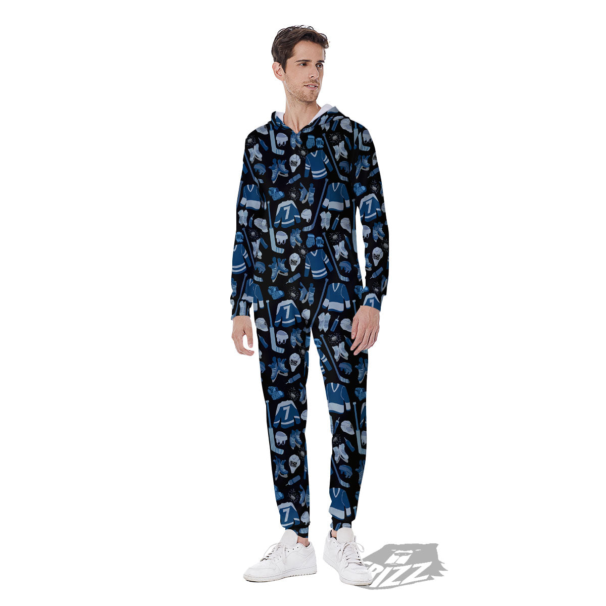Hockey Equipment Print Pattern Men's Jumpsuit-grizzshop