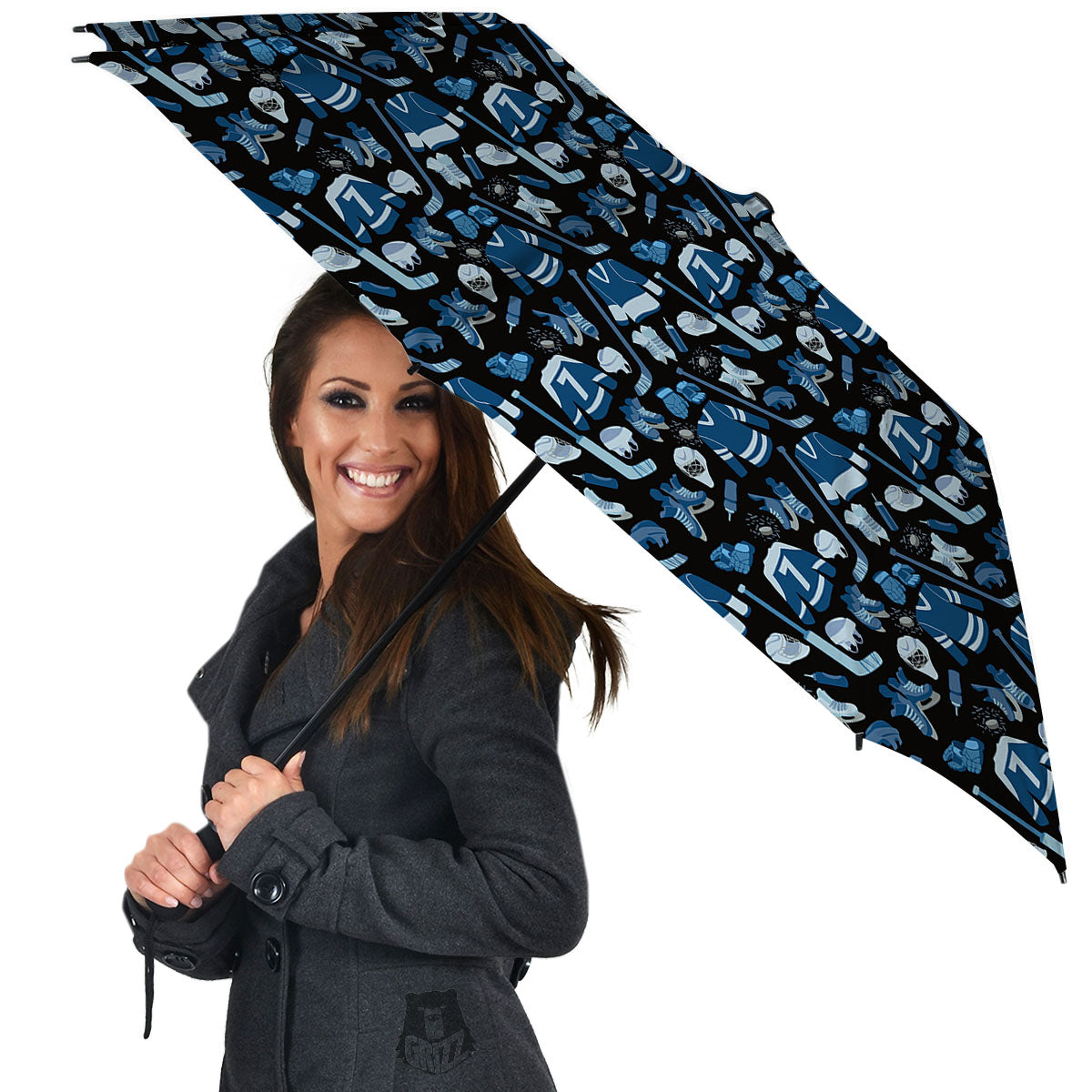Hockey Equipment Print Pattern Umbrella-grizzshop