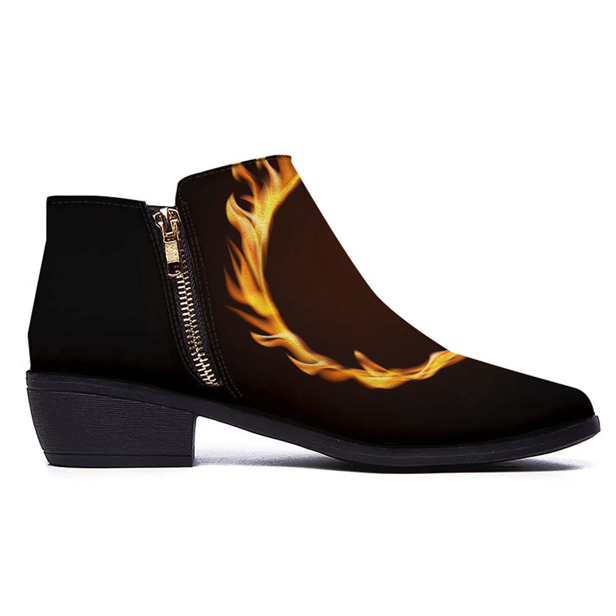 Hole Burning Print Ankle Boots-grizzshop
