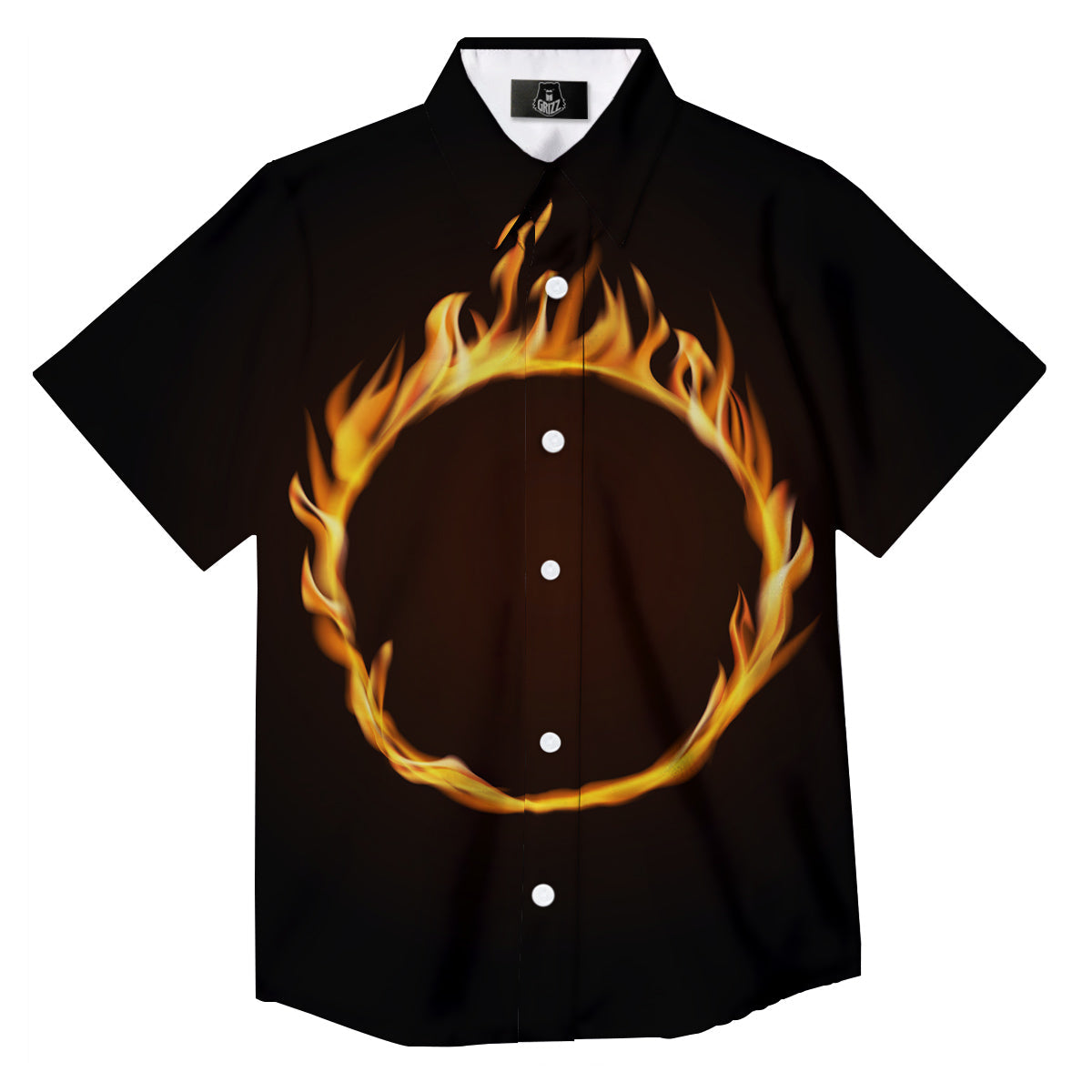 Hole Burning Print Button Up Shirt-grizzshop