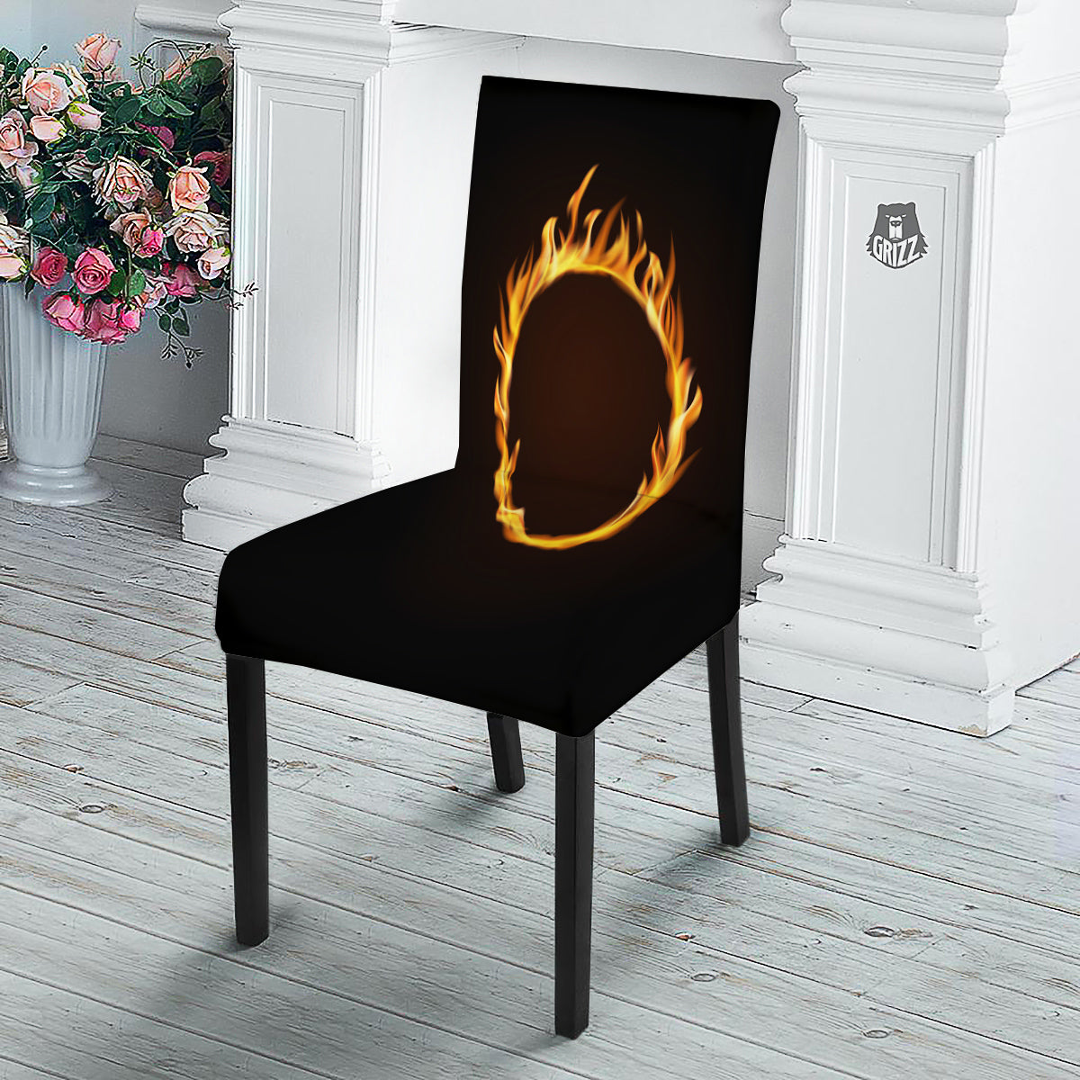 Hole Burning Print Dining Chair Slipcover-grizzshop