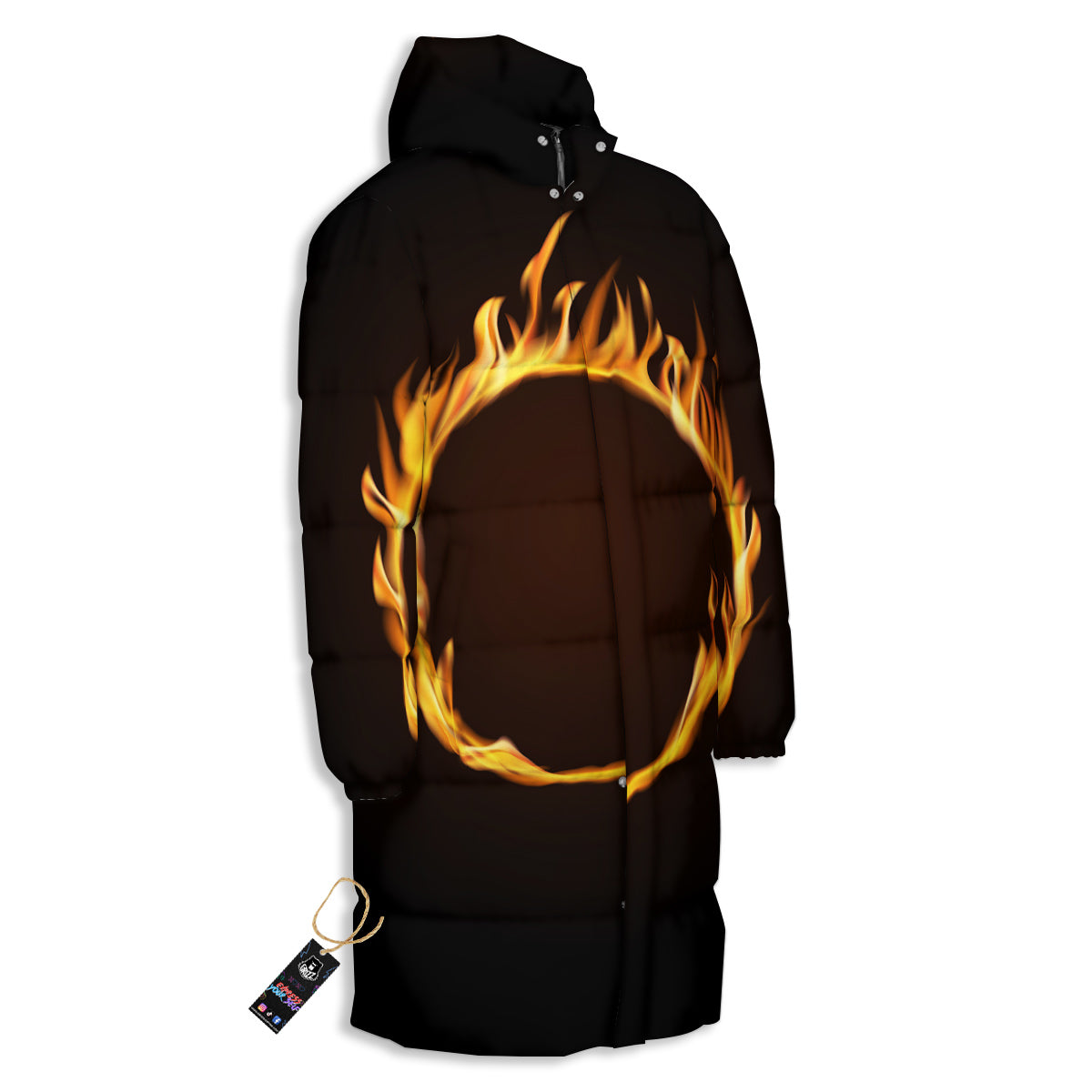 Hole Burning Print Long Down Jacket-grizzshop