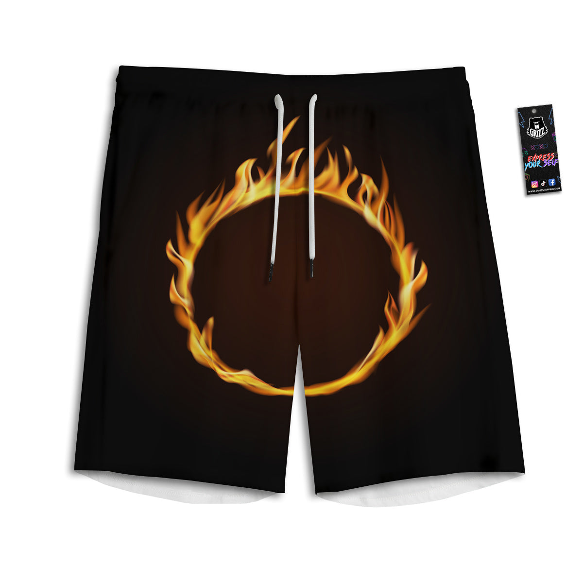 Hole Burning Print Men's Athletic Shorts