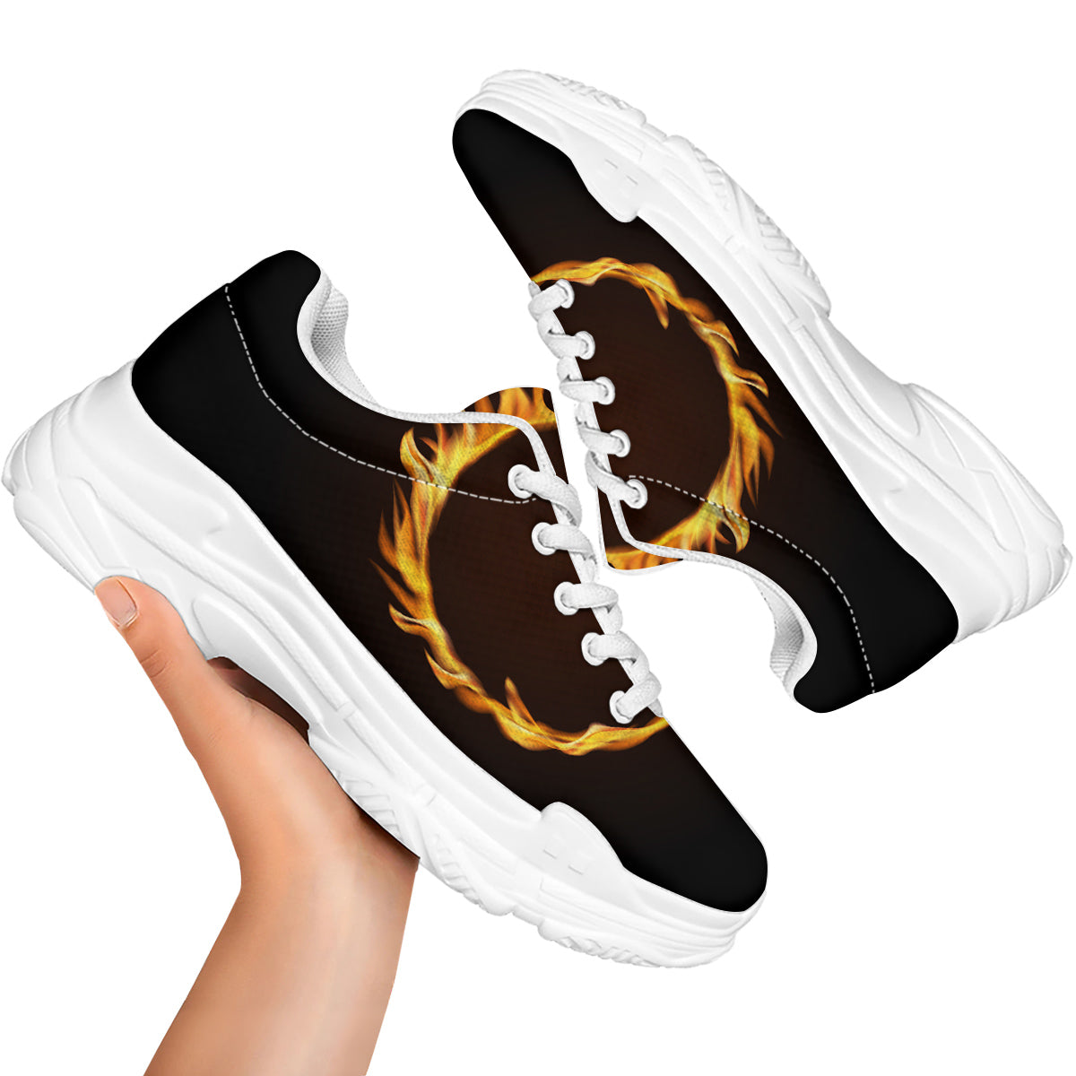 Hole Burning Print White Chunky Shoes-grizzshop