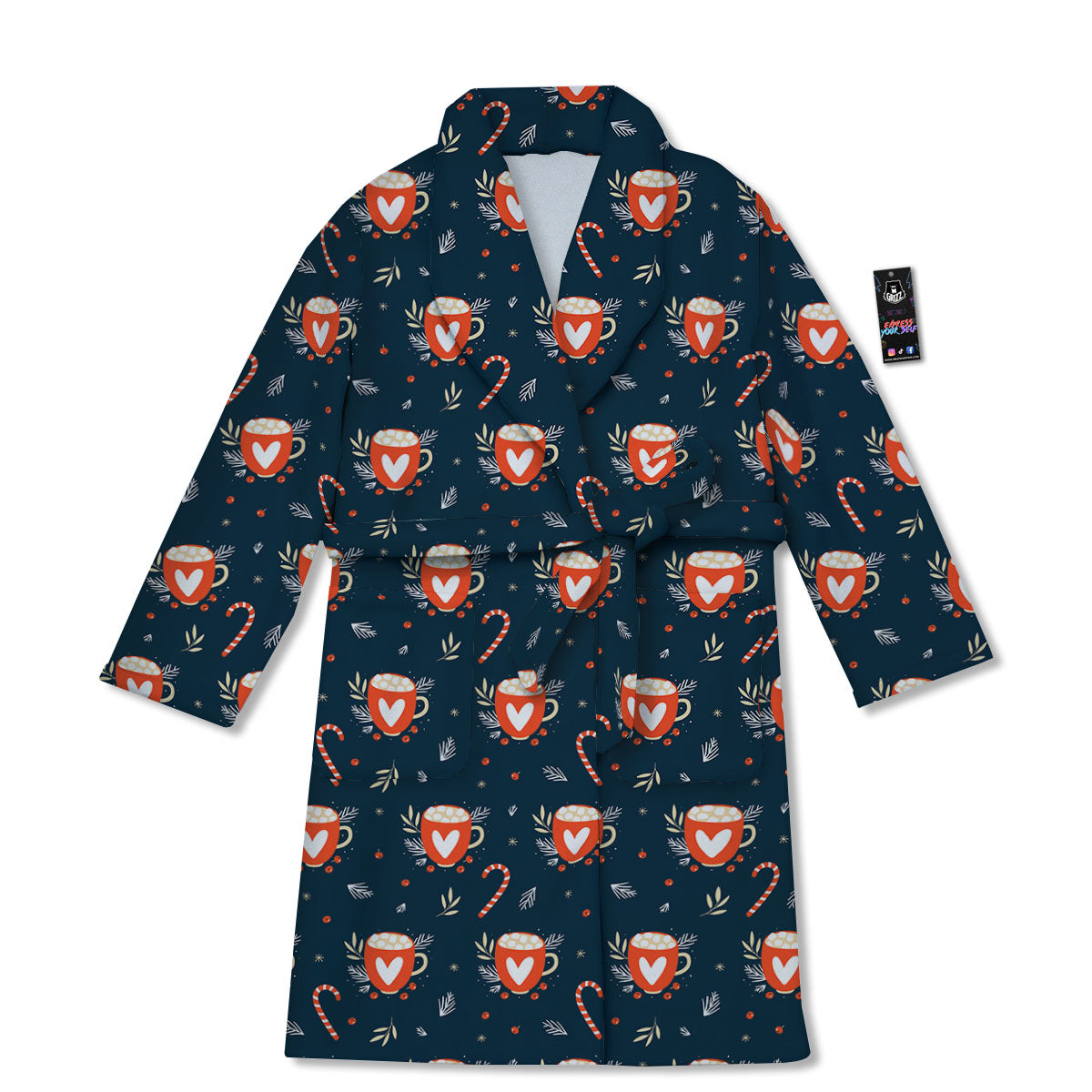 Holiday Christmas Cup Print Pattern Bathrobe-grizzshop