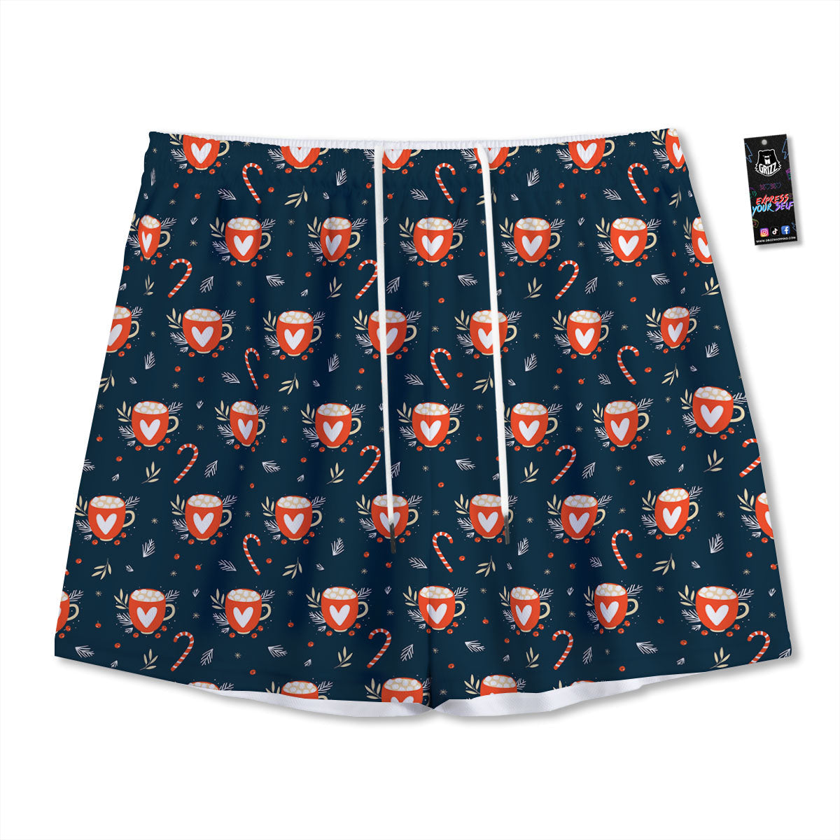 Golden Retriever With Glasses Print Mesh Shorts