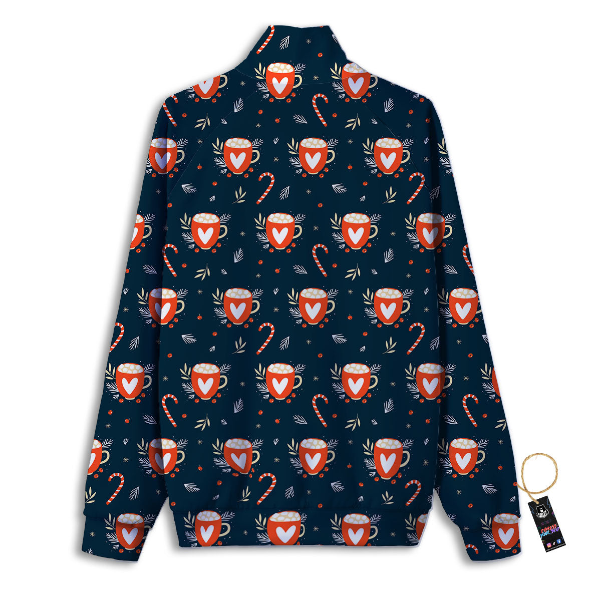 Holiday Christmas Cup Print Pattern Track Jacket-grizzshop