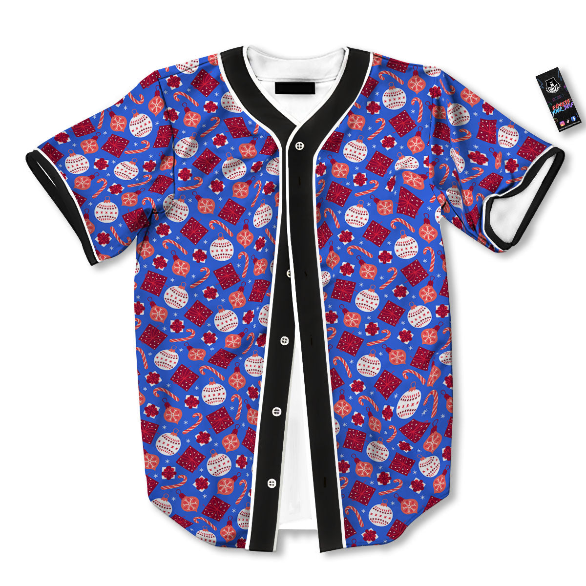 Holiday Elements Christmas Print Pattern Baseball Jersey-grizzshop