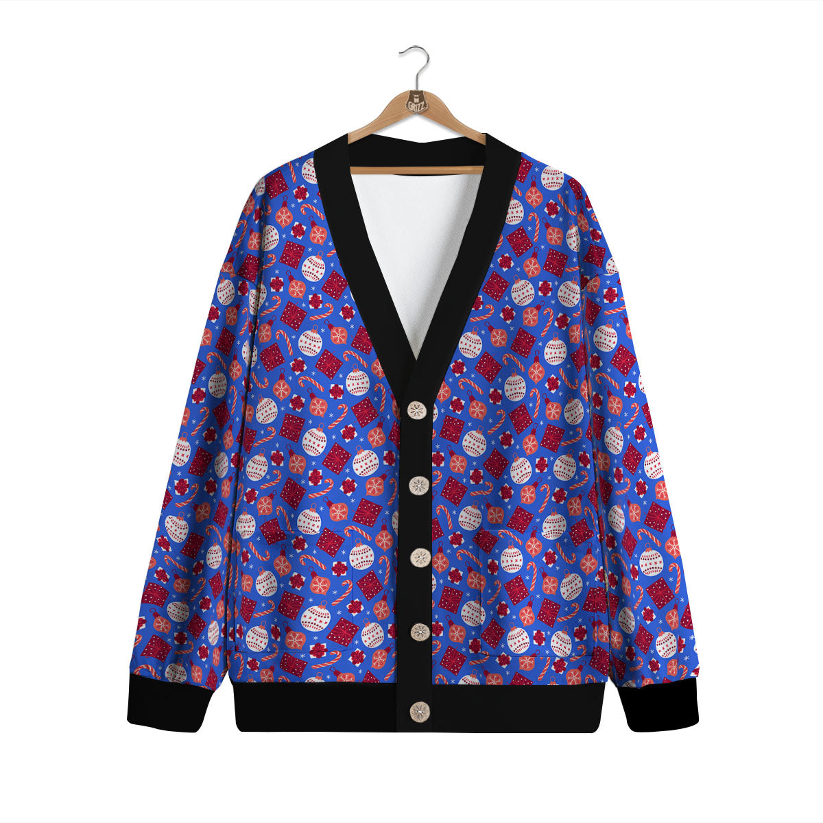 Holiday Elements Christmas Print Pattern Cardigan-grizzshop