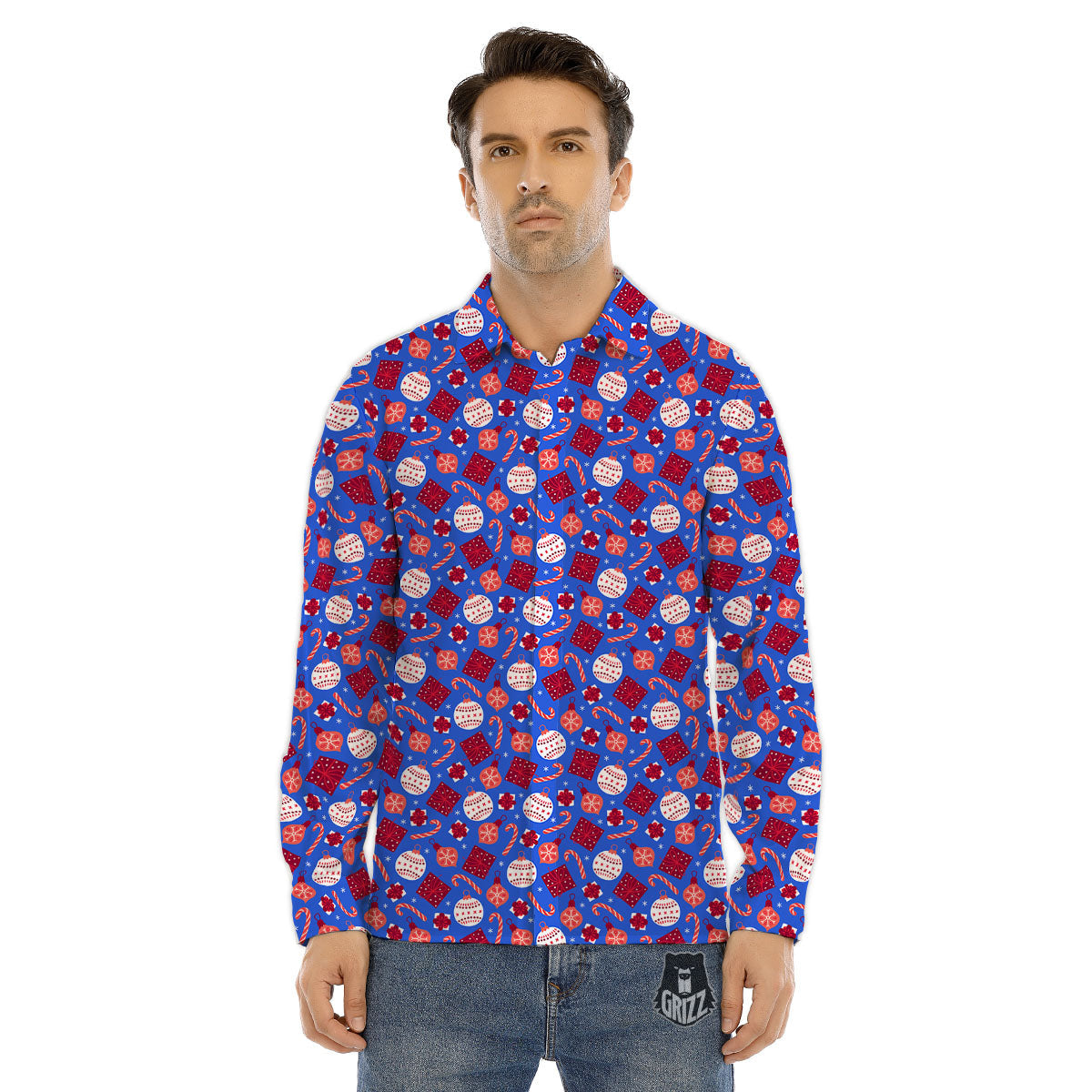 Holiday Elements Christmas Print Pattern Men's Dress Shirts-grizzshop