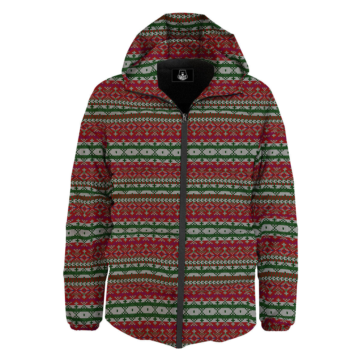 Holiday Knitted Christmas Print Pattern Down Jacket-grizzshop