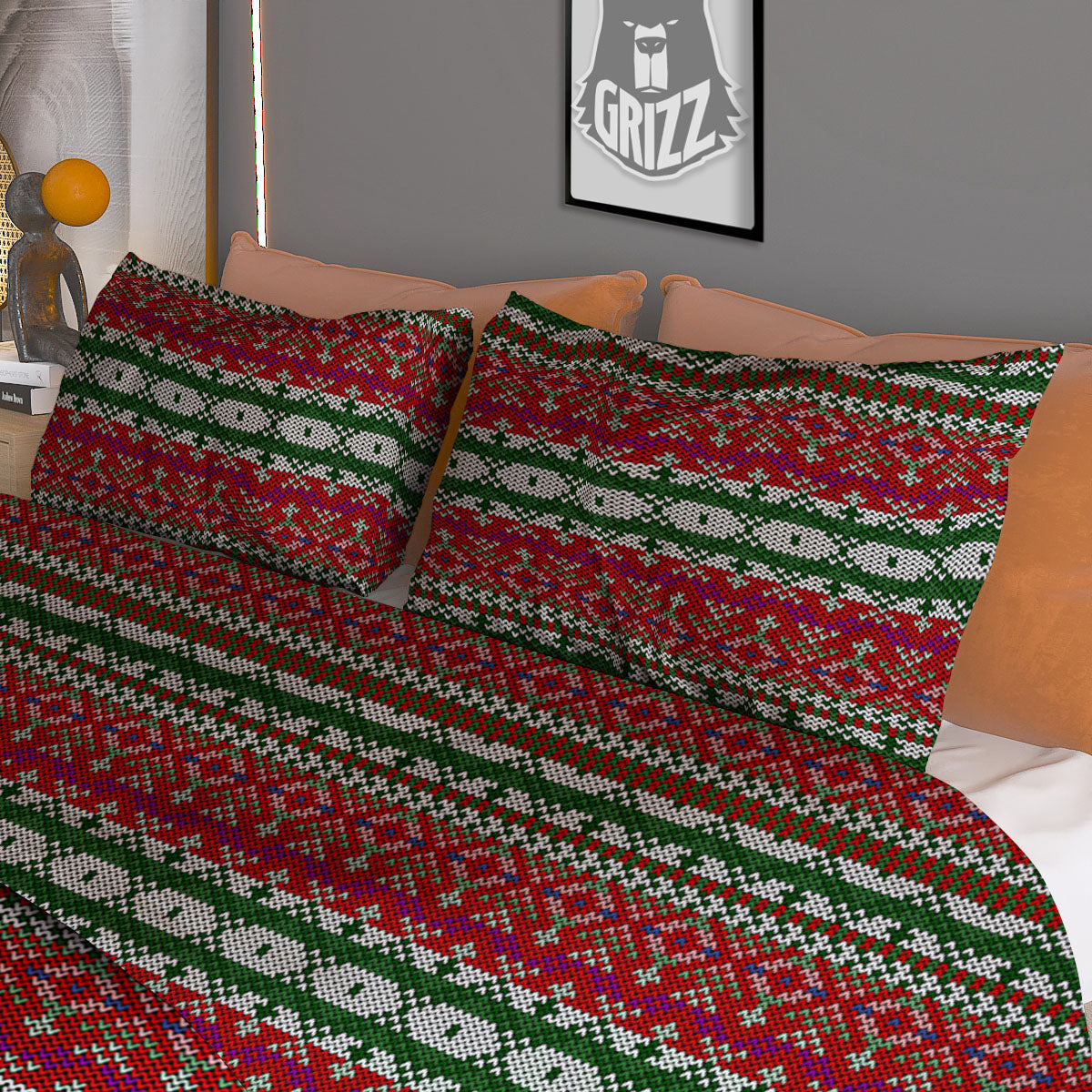 Golf Ball Green Print Pattern Duvet Cover Bedding Set