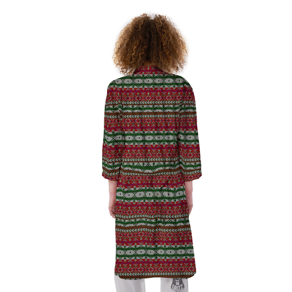 Holiday Knitted Christmas Print Pattern Kimono-grizzshop