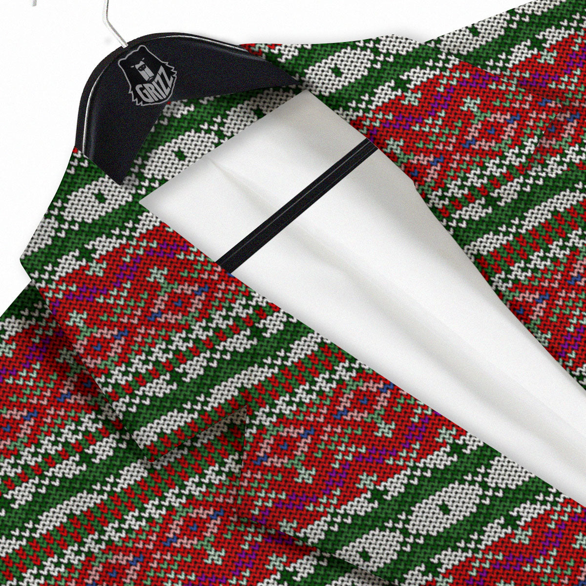 Holiday Knitted Christmas Print Pattern Men's Sport Coat-grizzshop