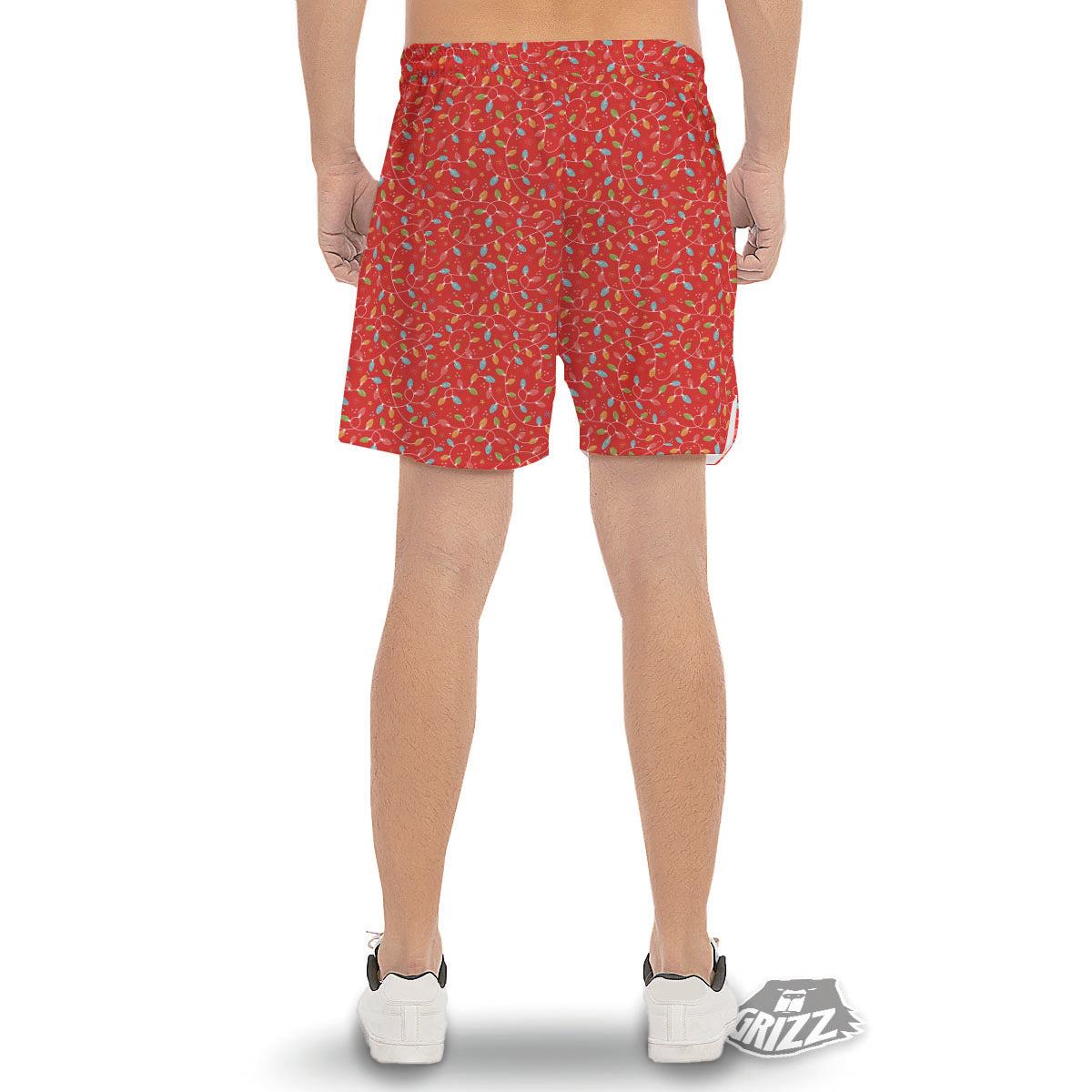 Holiday Lights Christmas Print Men's Gym Shorts-grizzshop
