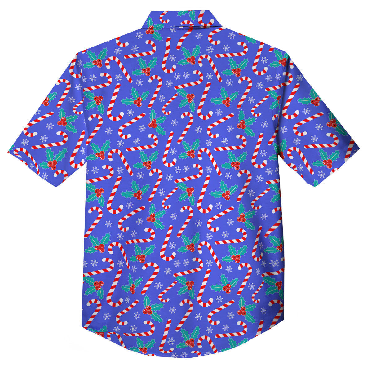 Holly Berry And Candy Cane Christmas Print Pattern Button Up Shirt-grizzshop