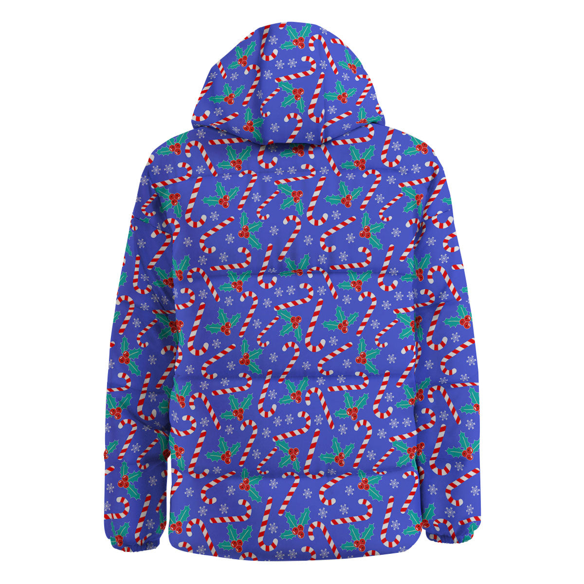 Holly Berry And Candy Cane Christmas Print Pattern Down Jacket-grizzshop