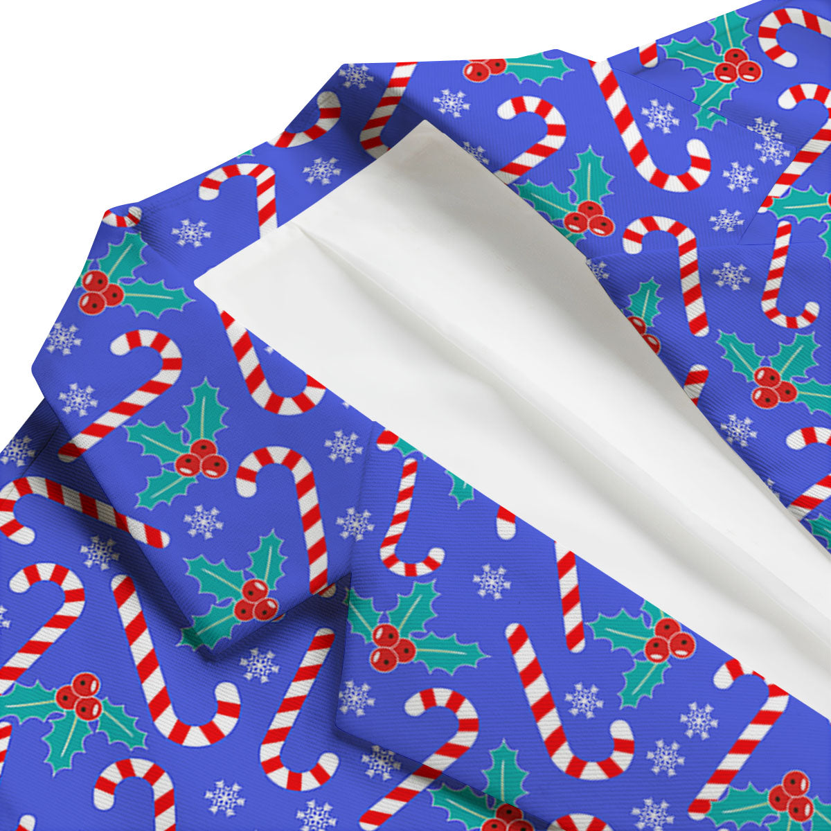Holly Berry And Candy Cane Christmas Print Pattern Men's Blazer-grizzshop