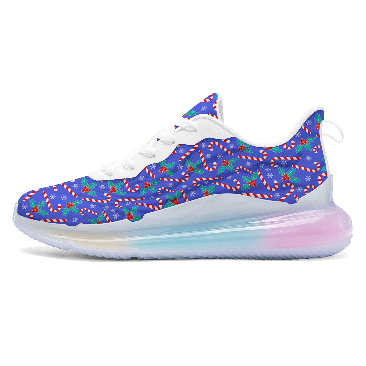 Holly Berry And Candy Cane Christmas Print Pattern Running Sneakers-grizzshop