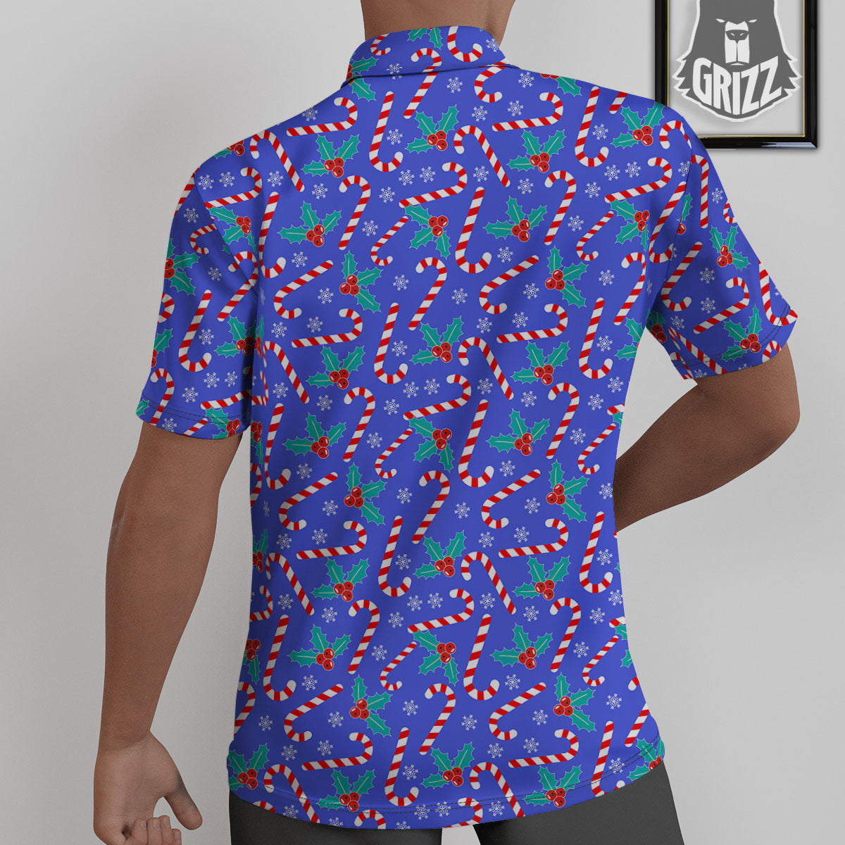 Holly Berry And Candy Cane Christmas Print Pattern Untucked Shirts-grizzshop