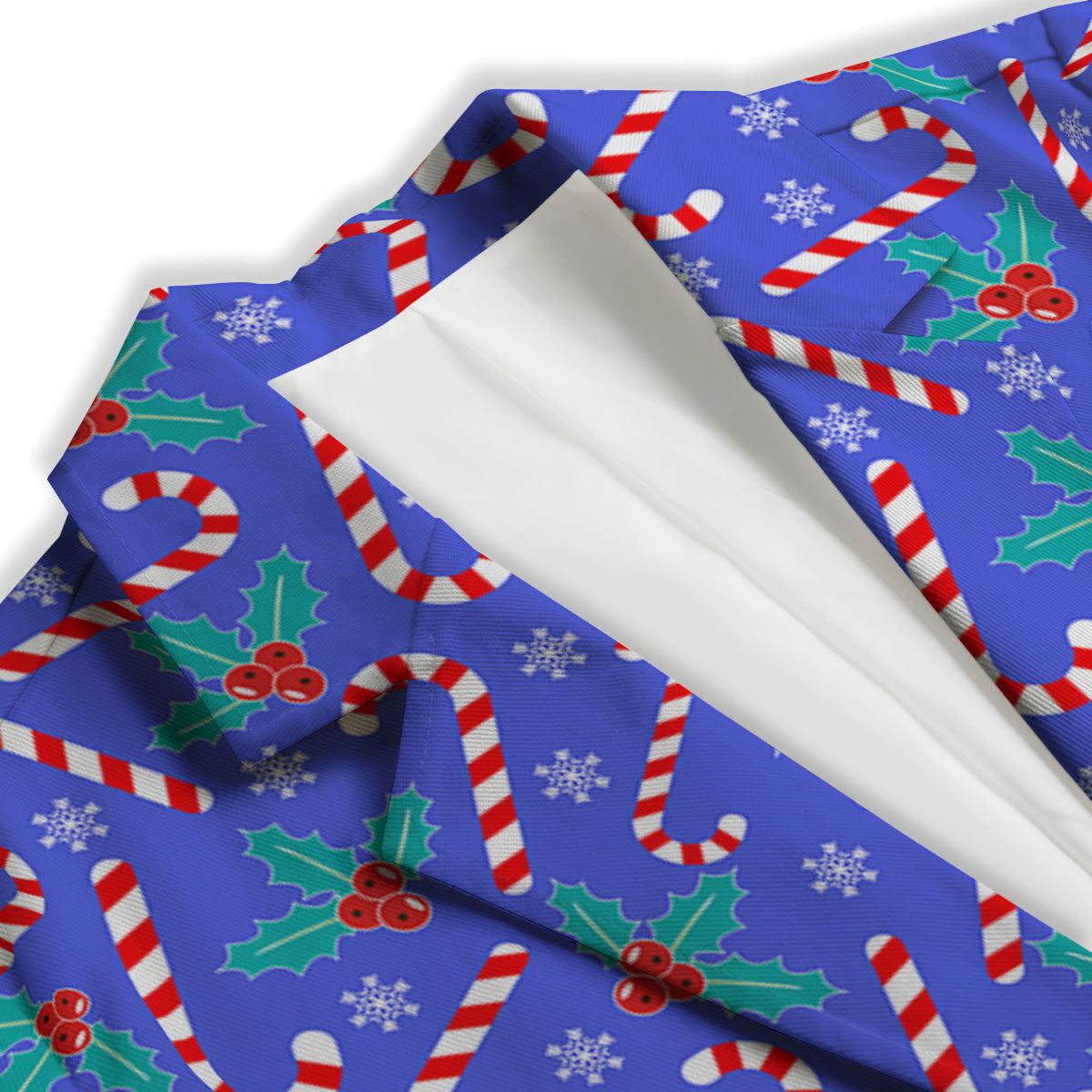 Holly Berry And Candy Cane Christmas Print Pattern Women's Blazer-grizzshop