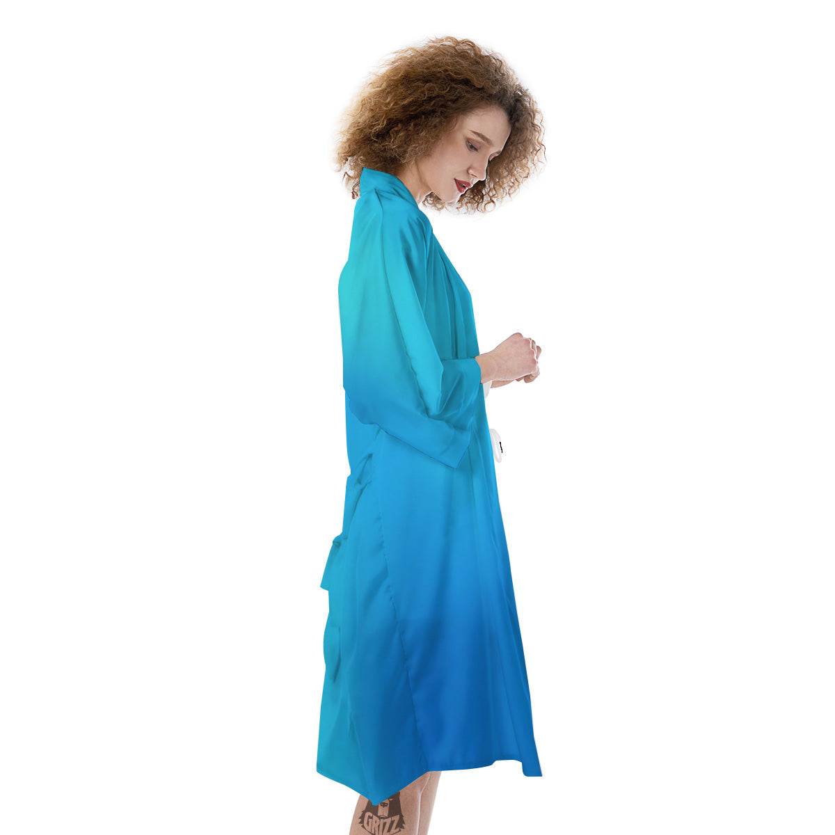 Holographic Blue Print Kimono-grizzshop