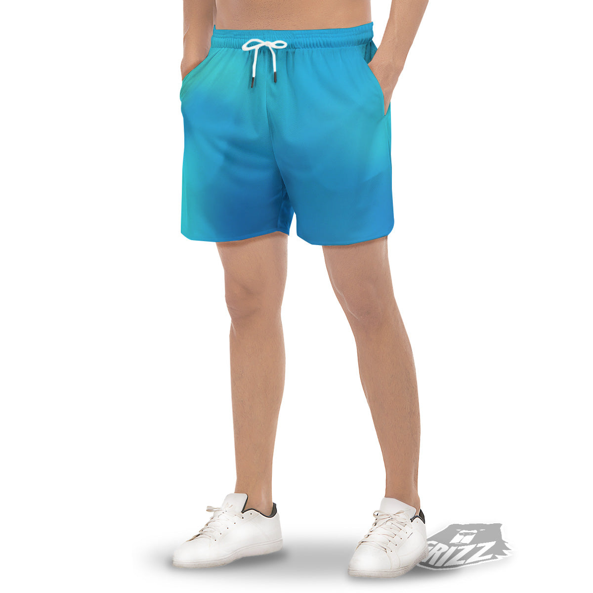 Holographic Blue Print Men's Gym Shorts-grizzshop