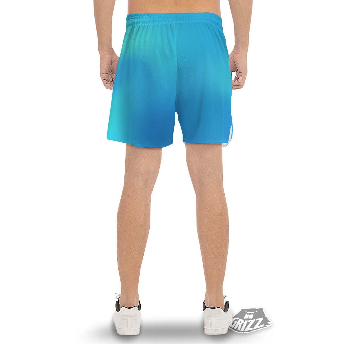Holographic Blue Print Men's Gym Shorts-grizzshop