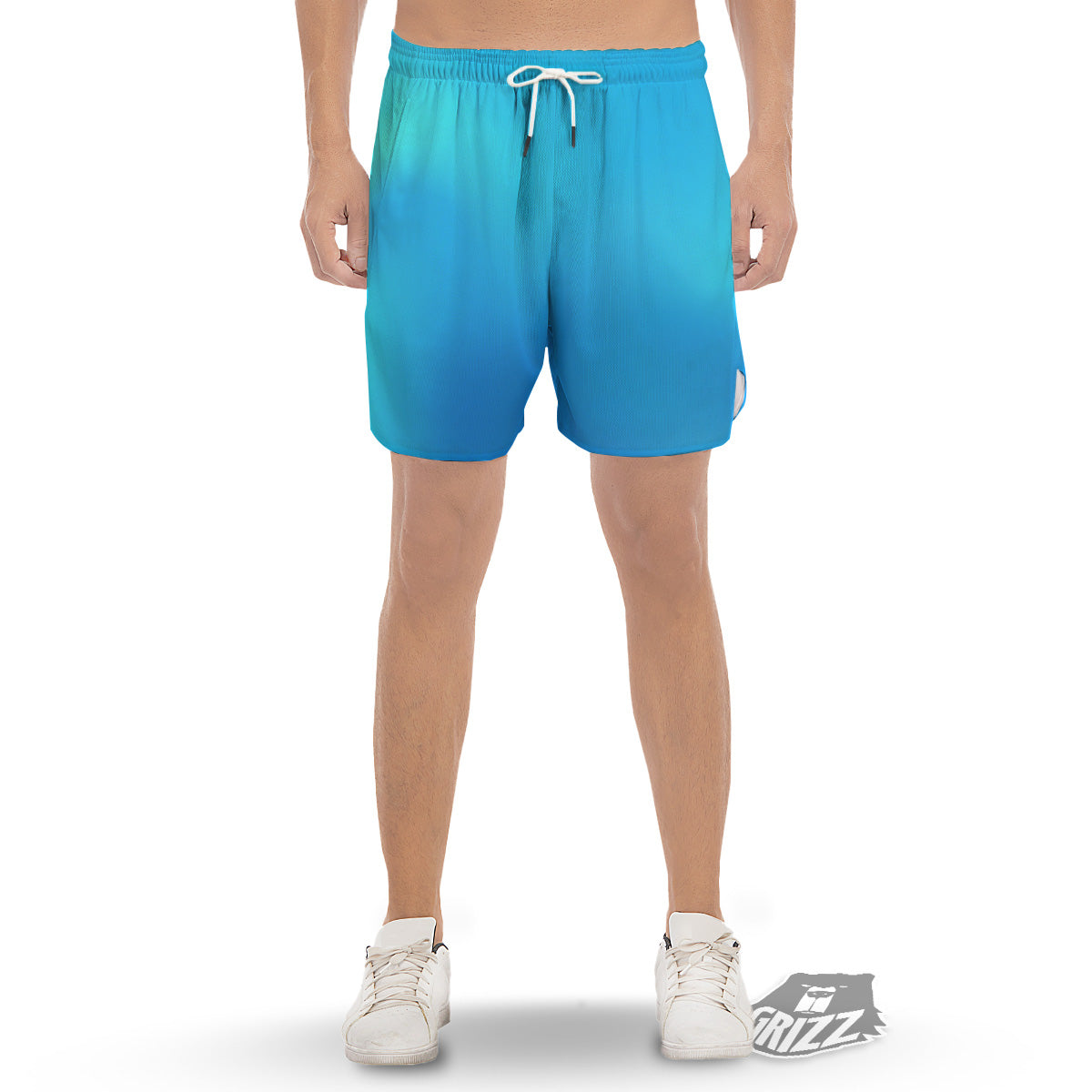 Holographic Blue Print Men's Gym Shorts-grizzshop