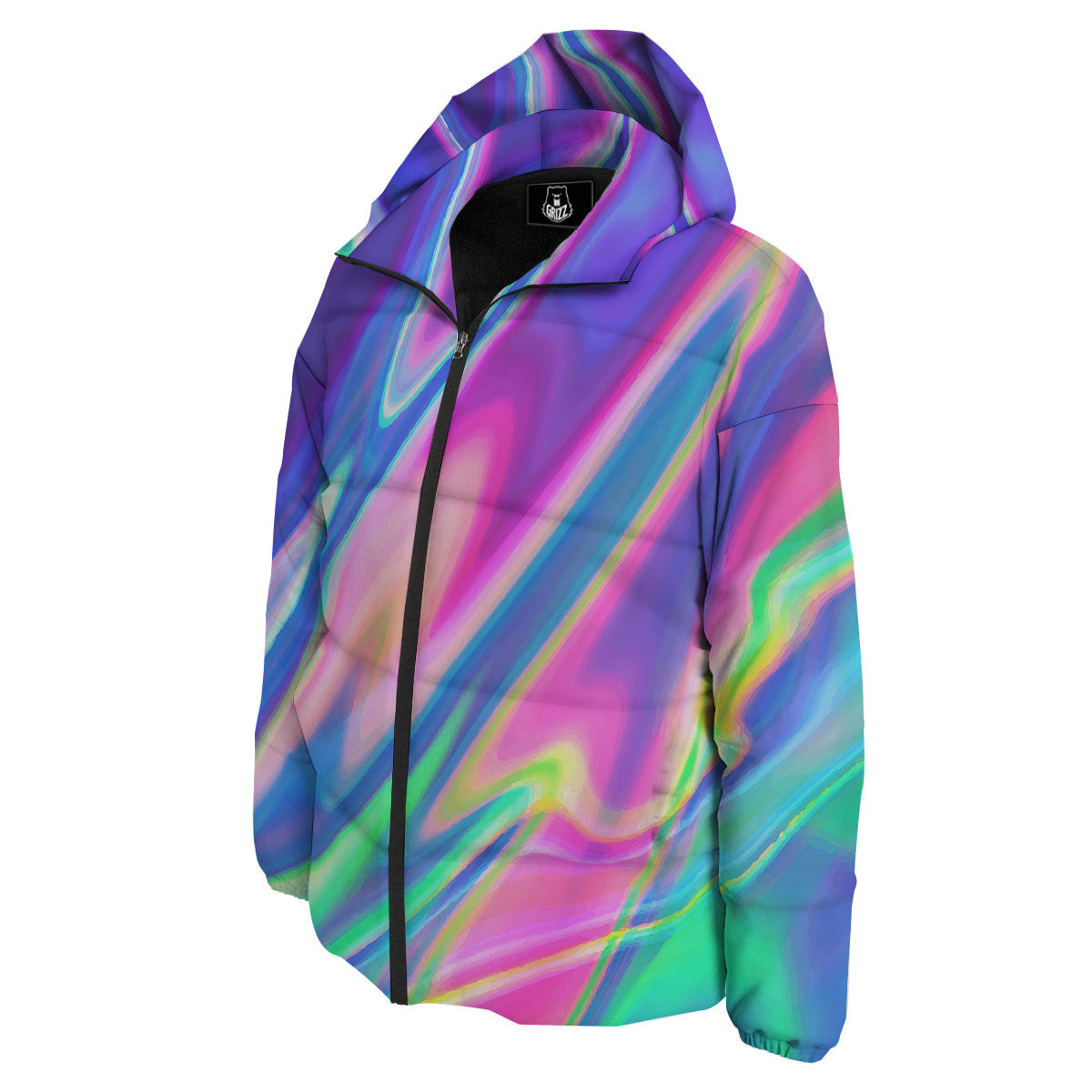 Holographic Bright Print Down Jacket-grizzshop